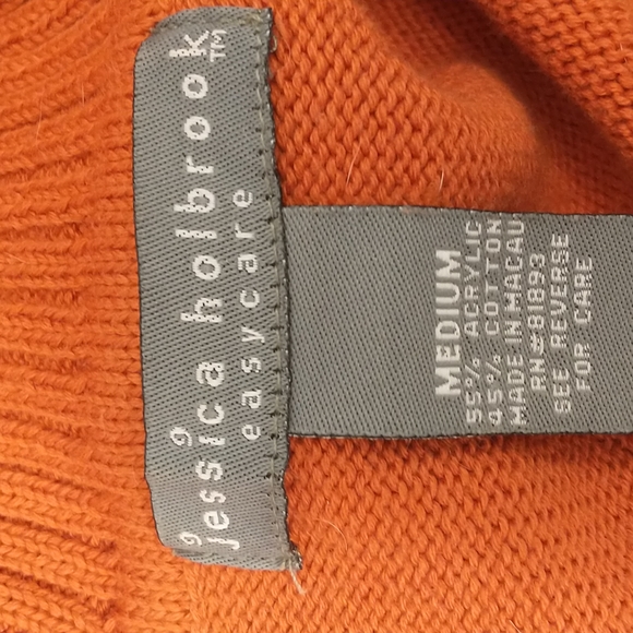 Leather Elbow Patches & Horse Applique Vintage Turtleneck Sweater Muted Pumpkin - Picture 6 of 10